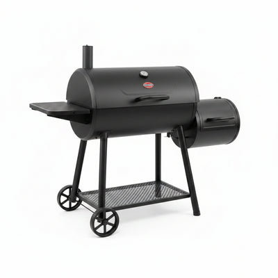16 Lbs. Original BBQ Smoker Charcoal Grilling Briquettes W/Smokin' Champ Charcoal Grill Offset Smoker in Black (2-Pack)