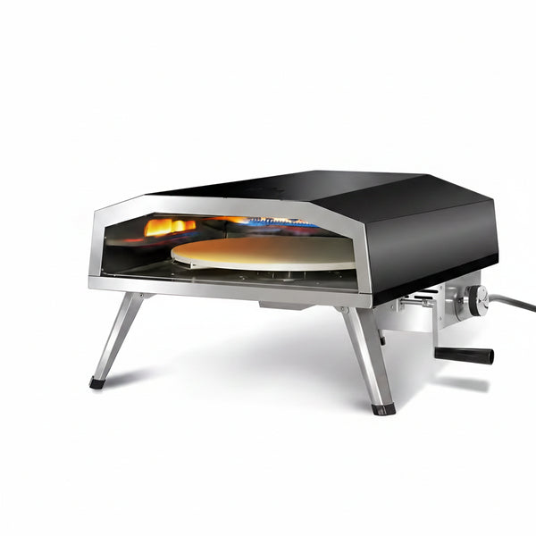 16 In. Propane Pizza Oven, Outdoor Pizza Oven in Black, with Rotating Pizza Stone
