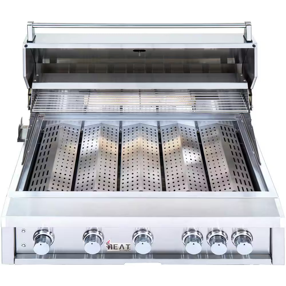 40 In. 5-Burner Built-In Natural Gas Grill in Stainless Steel with 1 Infrared Burner