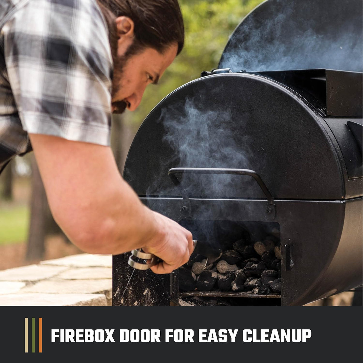 Longhorn Reverse Flow Offset Charcoal Smoker and Grill with 1060 Sq. In. Cooking Area in Black