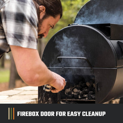 Longhorn Reverse Flow Offset Charcoal Smoker and Grill with 1060 Sq. In. Cooking Area in Black