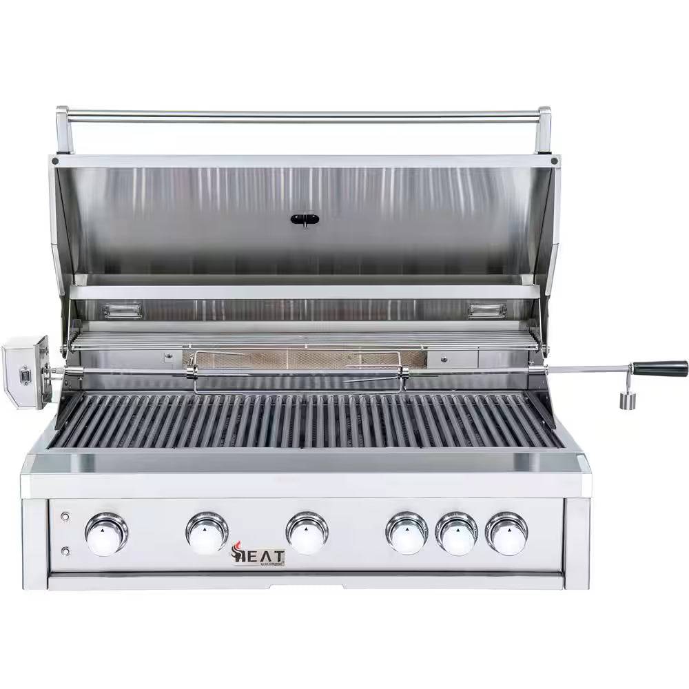 40 In. 5-Burner Built-In Natural Gas Grill in Stainless Steel with 1 Infrared Burner