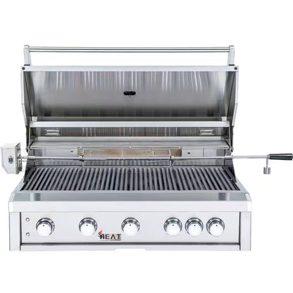 40 In. 5-Burner Built-In Natural Gas Grill in Stainless Steel with 1 Infrared Burner