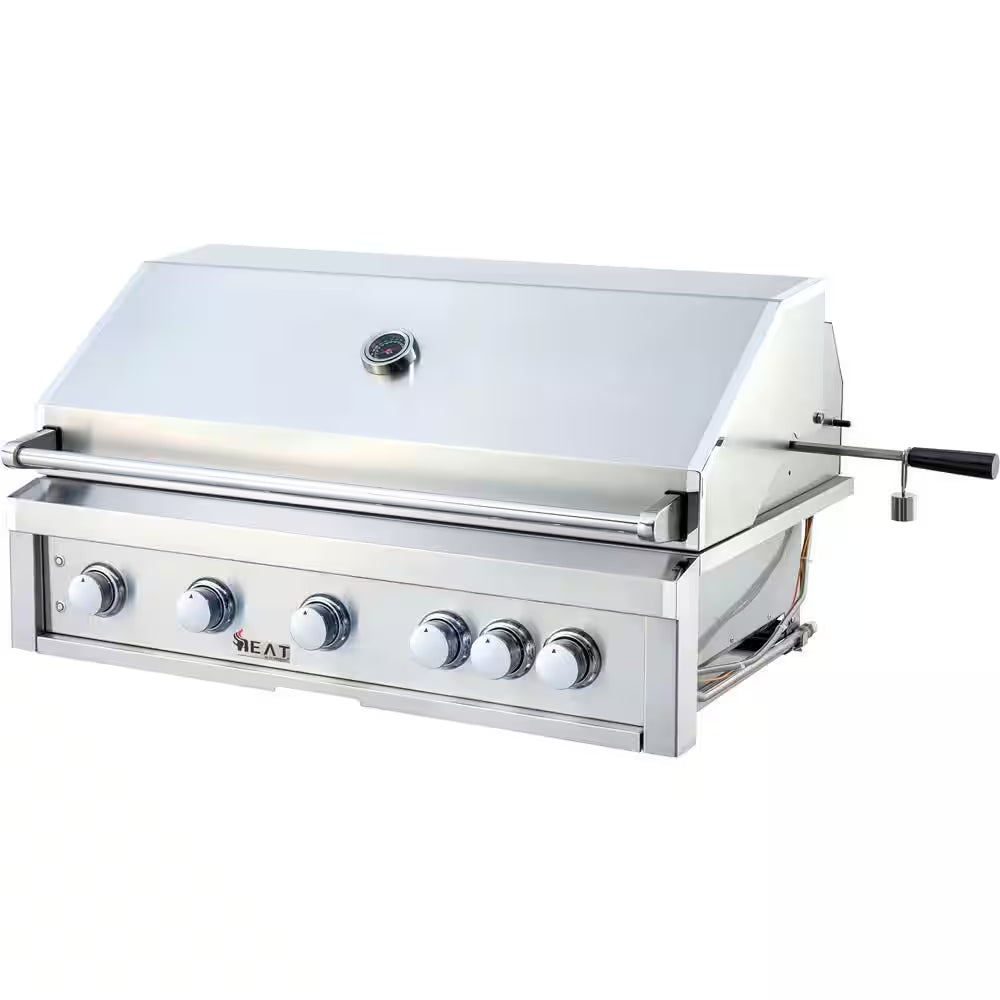 40 In. 5-Burner Built-In Natural Gas Grill in Stainless Steel with 1 Infrared Burner