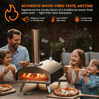 16 Inch Outdoor Pizza Oven – Portable Outdoor Pizza Maker for Backyard, Camping, or Tailgating – Stainless Steel Multi-Fuel Oven with Pizza Stone & Accessories