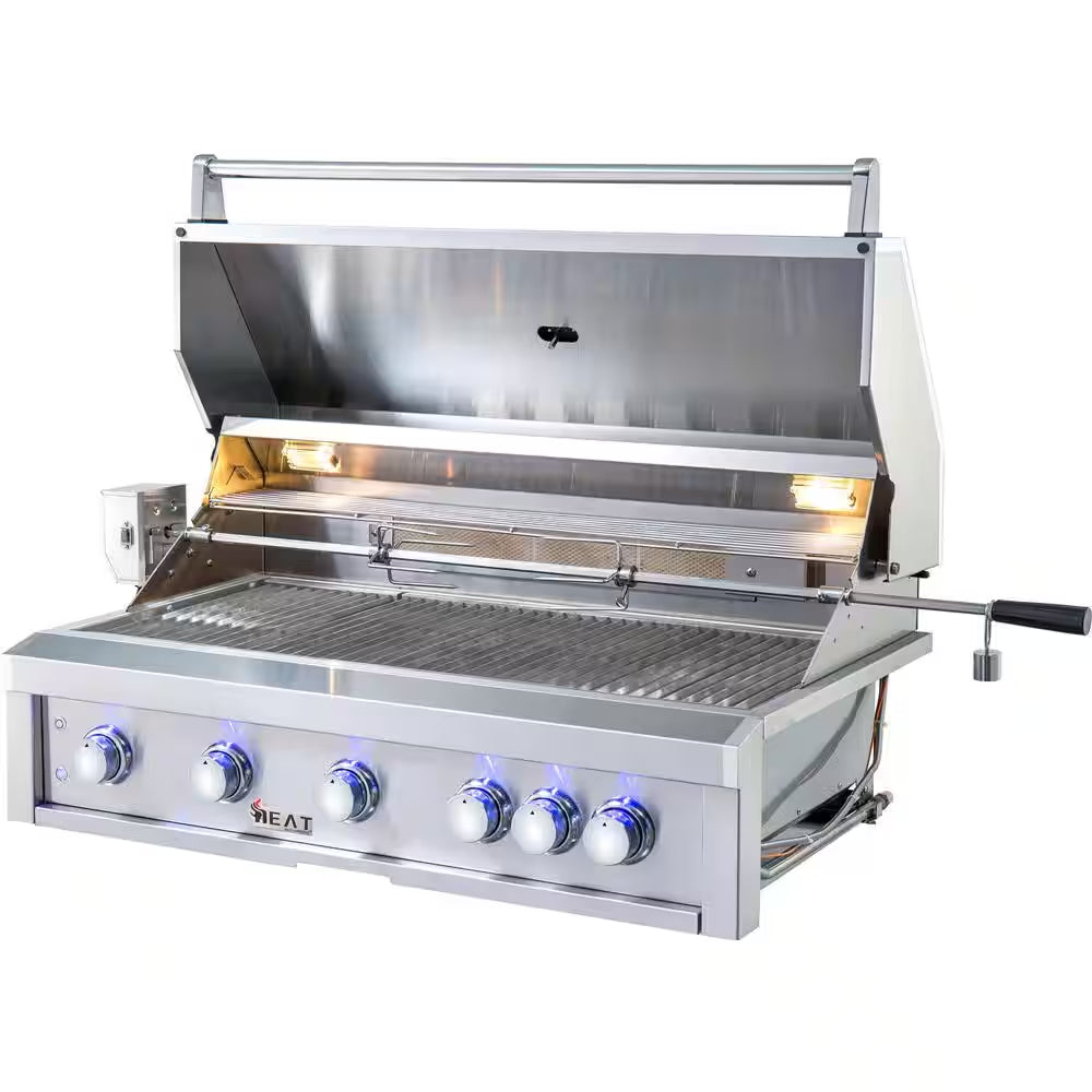 40 In. 5-Burner Built-In Natural Gas Grill in Stainless Steel with 1 Infrared Burner