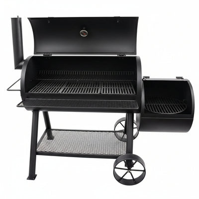 Longhorn Reverse Flow Offset Charcoal Smoker and Grill with 1060 Sq. In. Cooking Area in Black